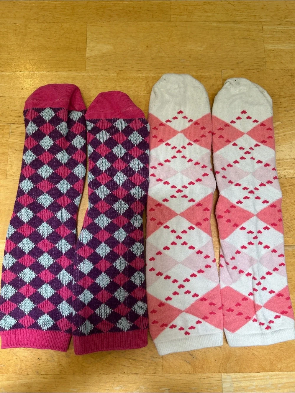 Richer Poorer Argyle Crew Socks - Pink, White & Purple (2 Pair)